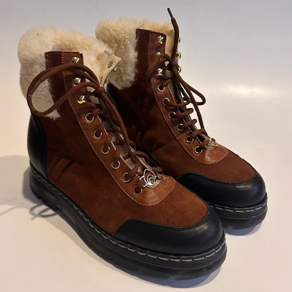 Brother Vellies Women's Alps Shearling Trim Hiking Boots